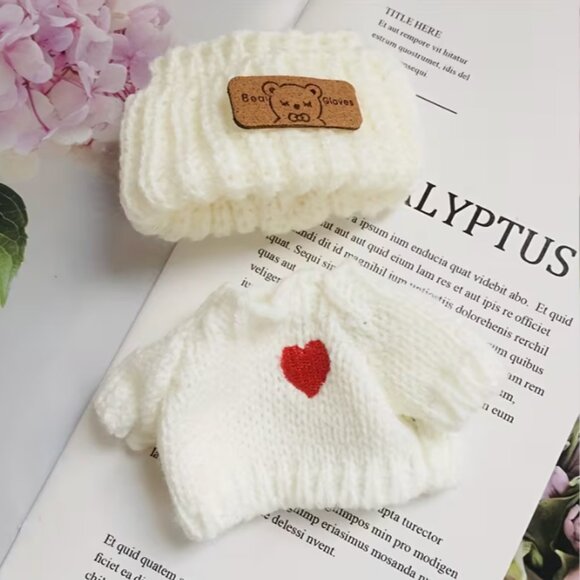 🎈SALE: Labubu - White Sweater w/Red Heart (2-pieces) - Picture 1 of 3